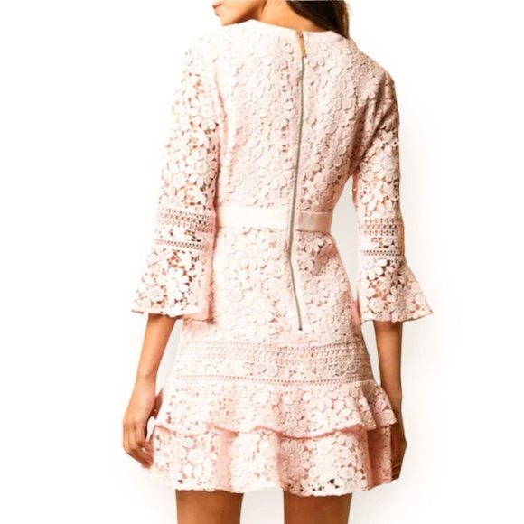 Ted Baker Women's Size 1 Surplice V-Neck Nello Mini Lace Dress Pastel Rose Pink - Picture 11 of 11